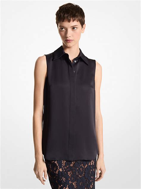 michael michael kors sleeveless fit|Hansen Charmeuse Sleeveless Shirt .